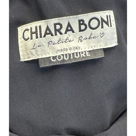 Chiara Boni La Petite Robe Elisse Black One-Shoulder Ruffled Gown Dress Size 38 - Picture 3 of 5